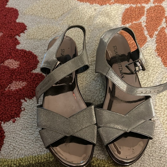 Silver Stuart Weitzman platform sandals - Picture 2 of 3